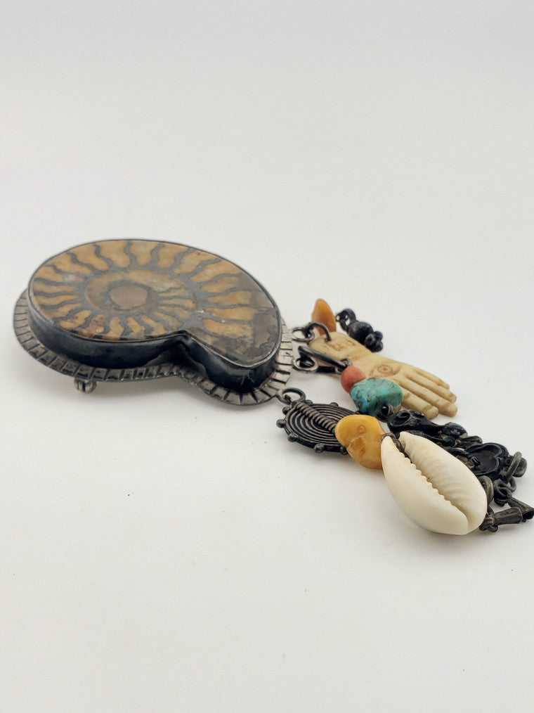 Ammonite Brooch w/ Dangle