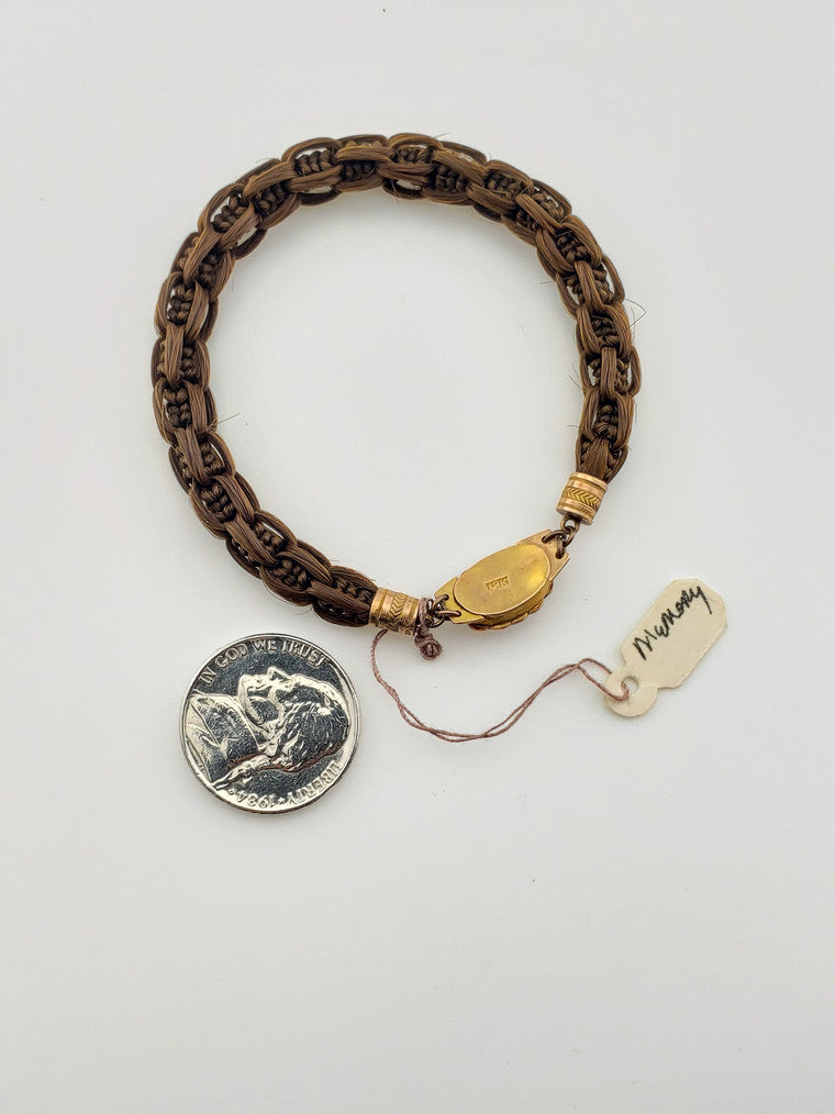 Garnet Hair Mourning Bracelet