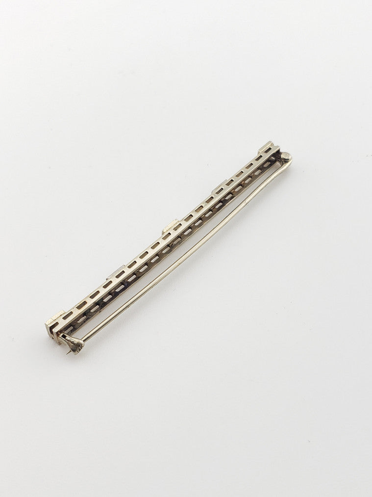 Long Bar Brooch with Sapphires and Diamonds