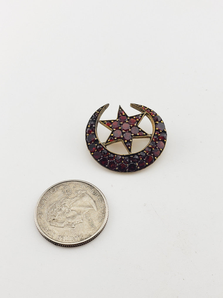 Victorian Cresent Moon+Star Pin