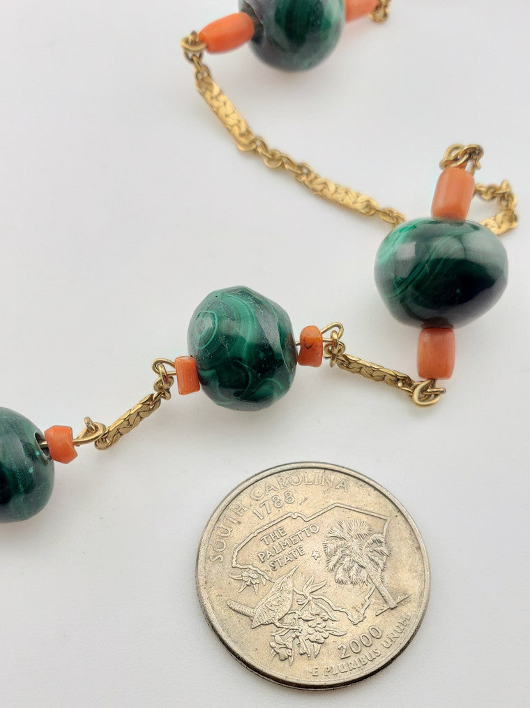 Gf Malachite Bead Necklace