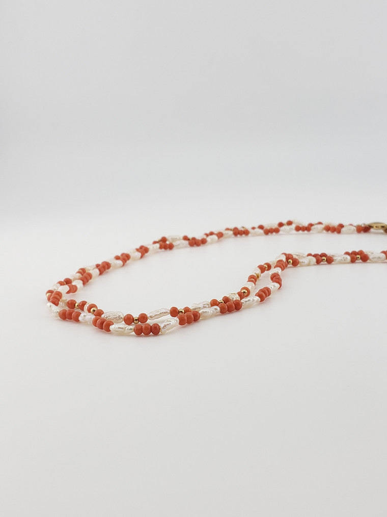 Coral and Pearl Strand 18"