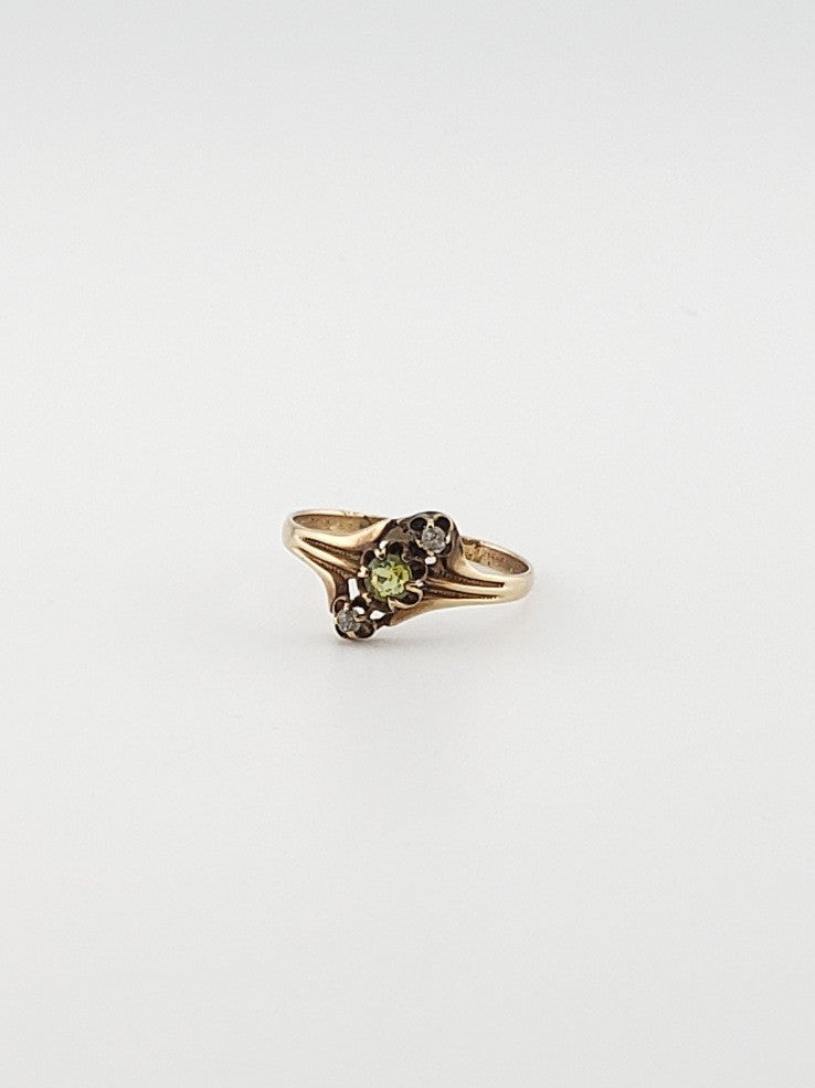 Garnet & Diamond Trio Ring