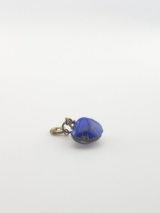 GF & SS Vintage Cobalt Blue Clam Shell Charm