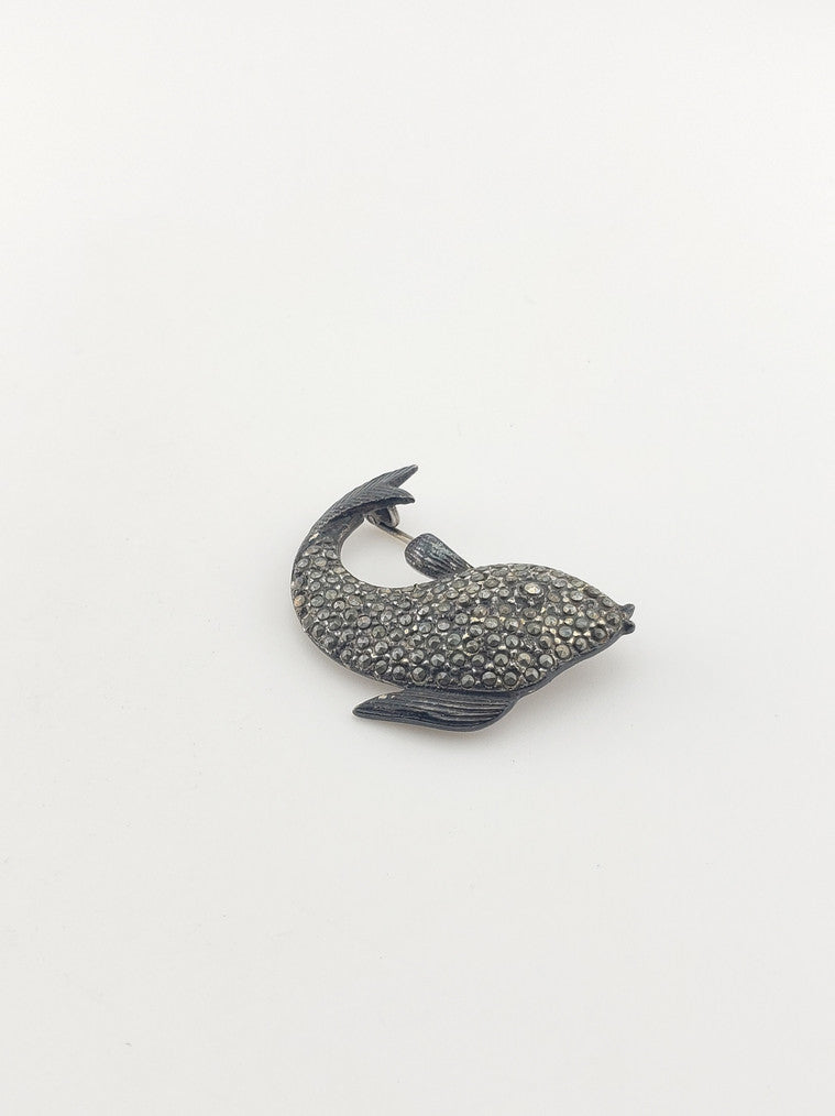 Silver Pave Marcasite Pin