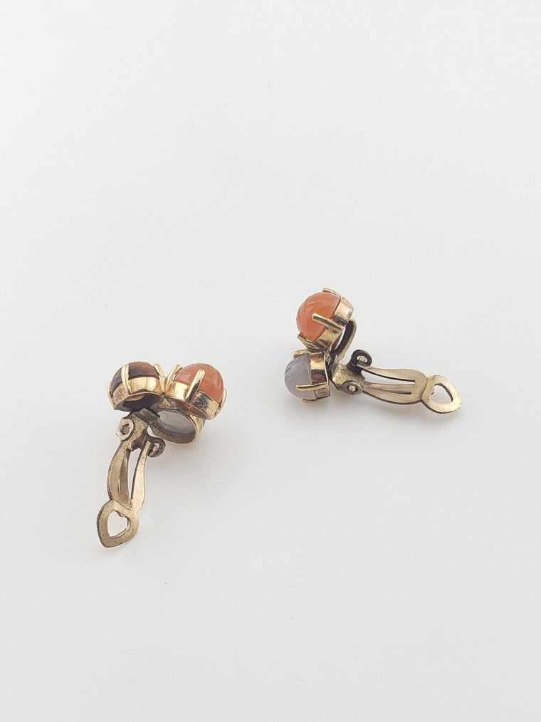 GF Chalcedon Scarab Clip Earrings