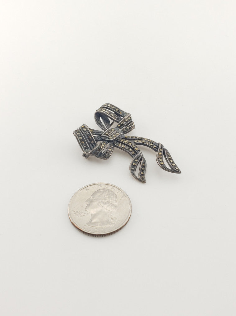 Marcasite Ribbon Pin