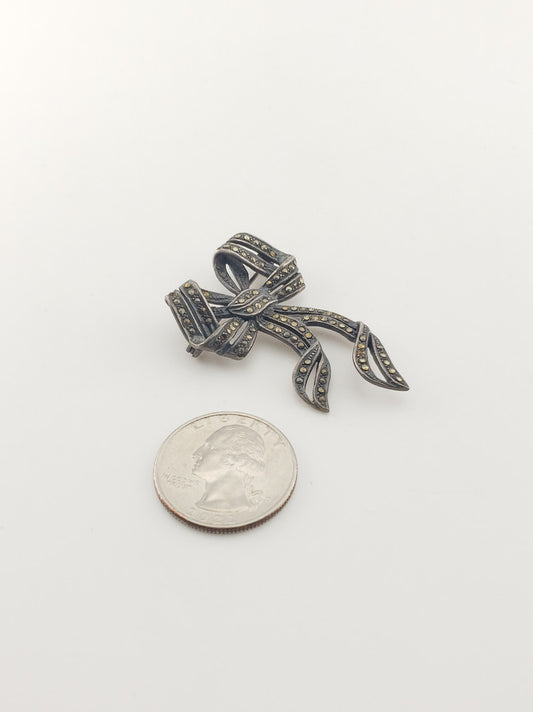 Marcasite Ribbon Pin
