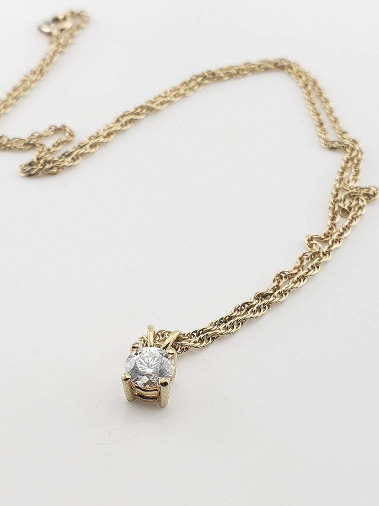 Solitaire CZ Pendant w/ Chain