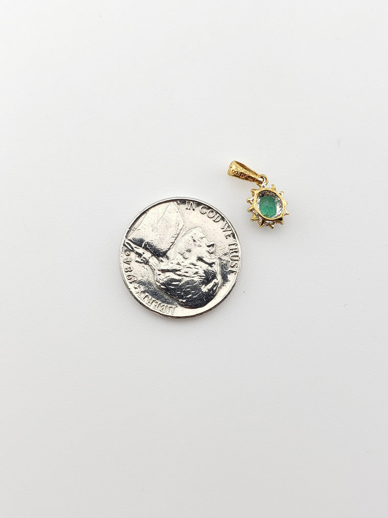 Tiny Emerald and Diamond Charm