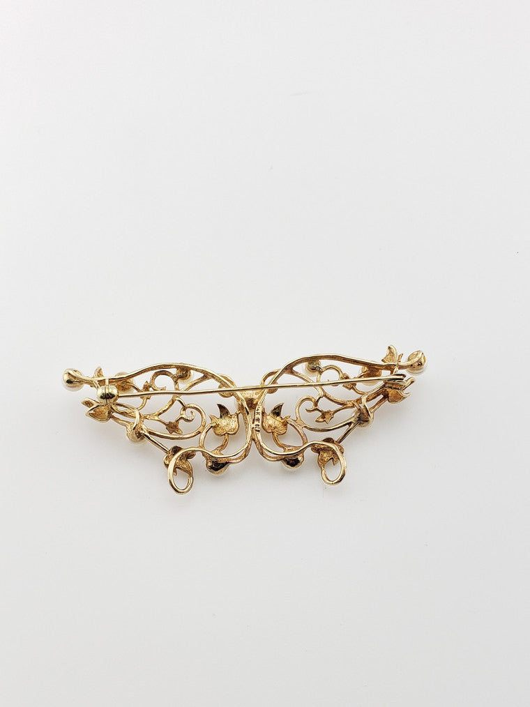 Pearl and Leaf Brooch
