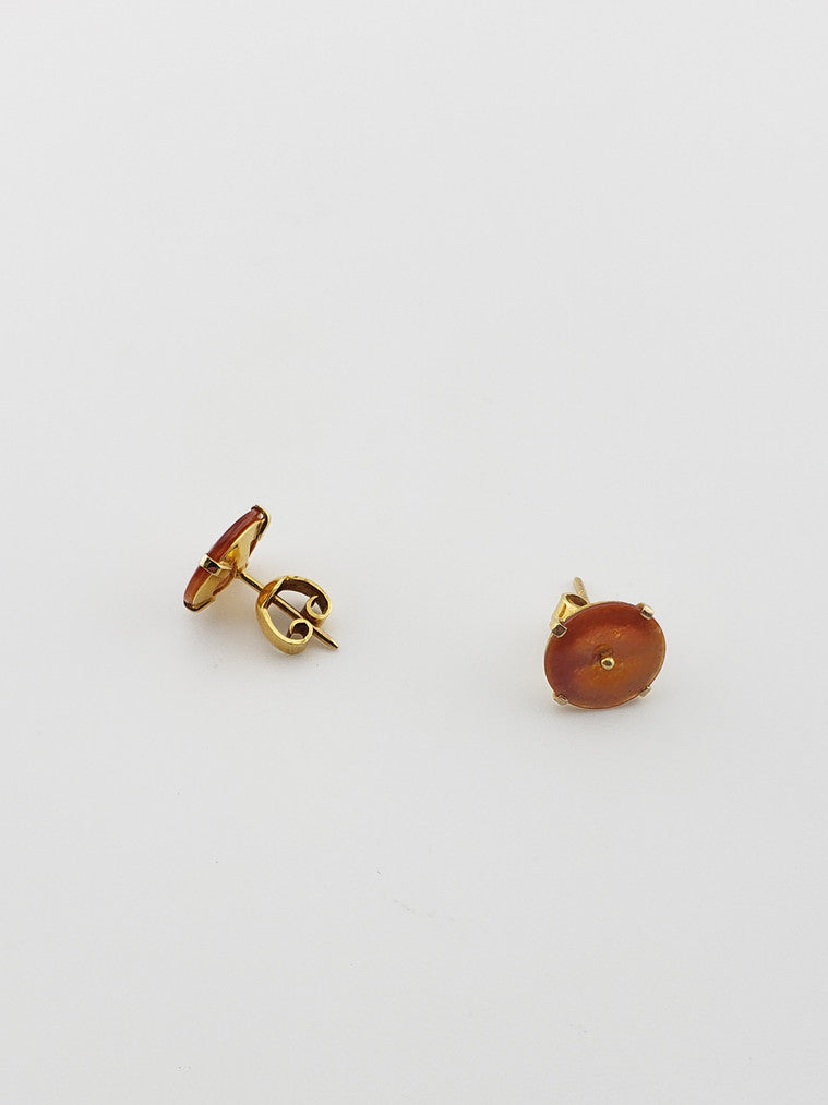 Red Jade Button Studs