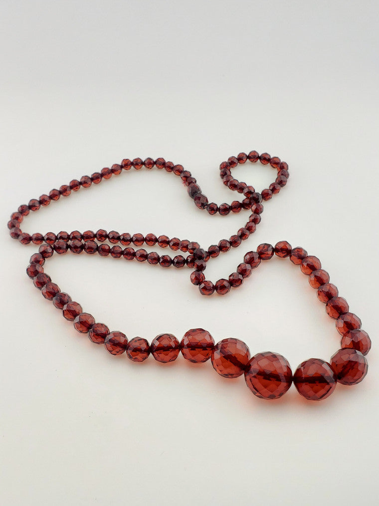 Antique Faceted Graduating Amber Strand