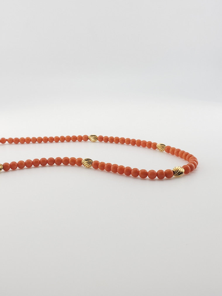 Coral and Gold Bead Strand 17"