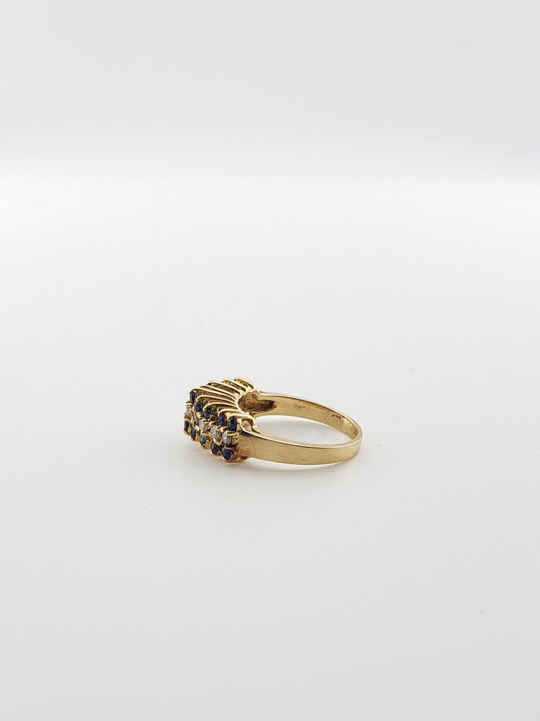Sapphire and Diamond Pyramid Ring
