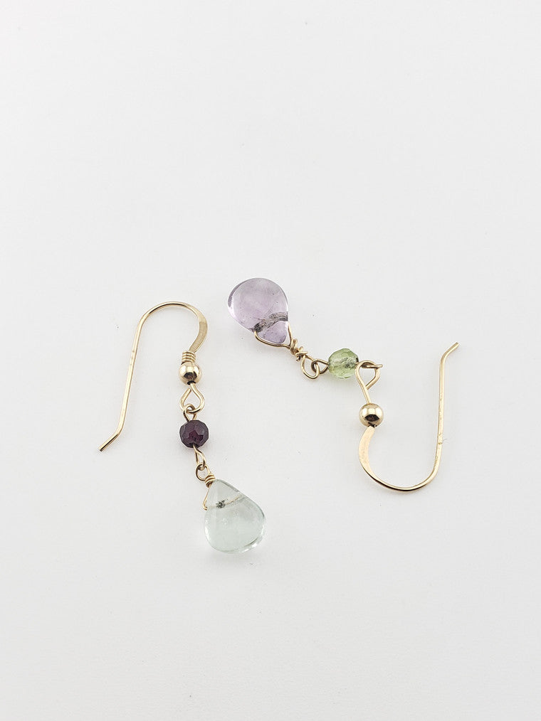 GF Fluorite Odd Color Earrings