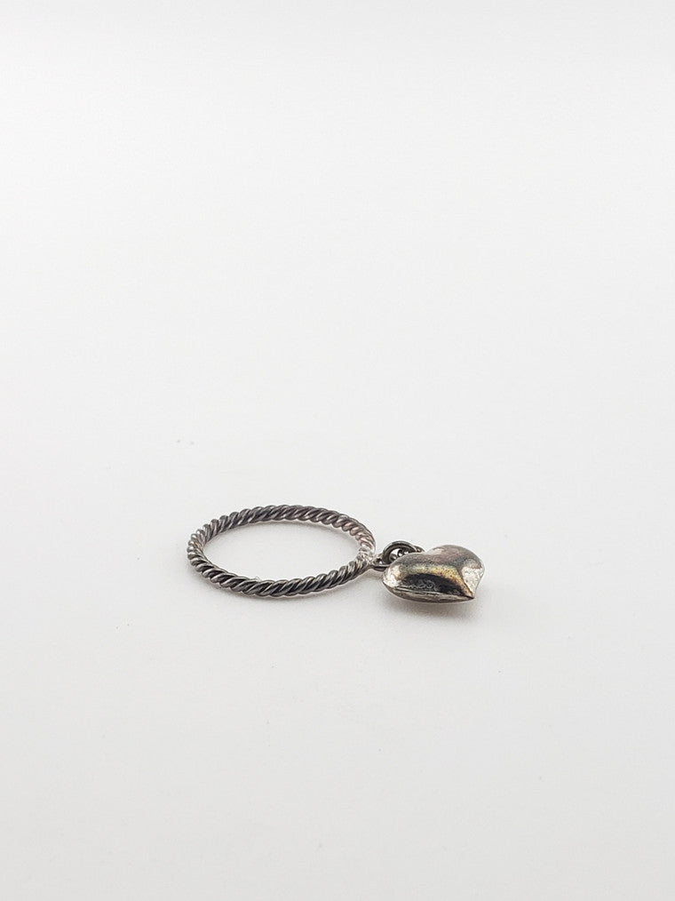 Silver Twisted Heart Charm Ring