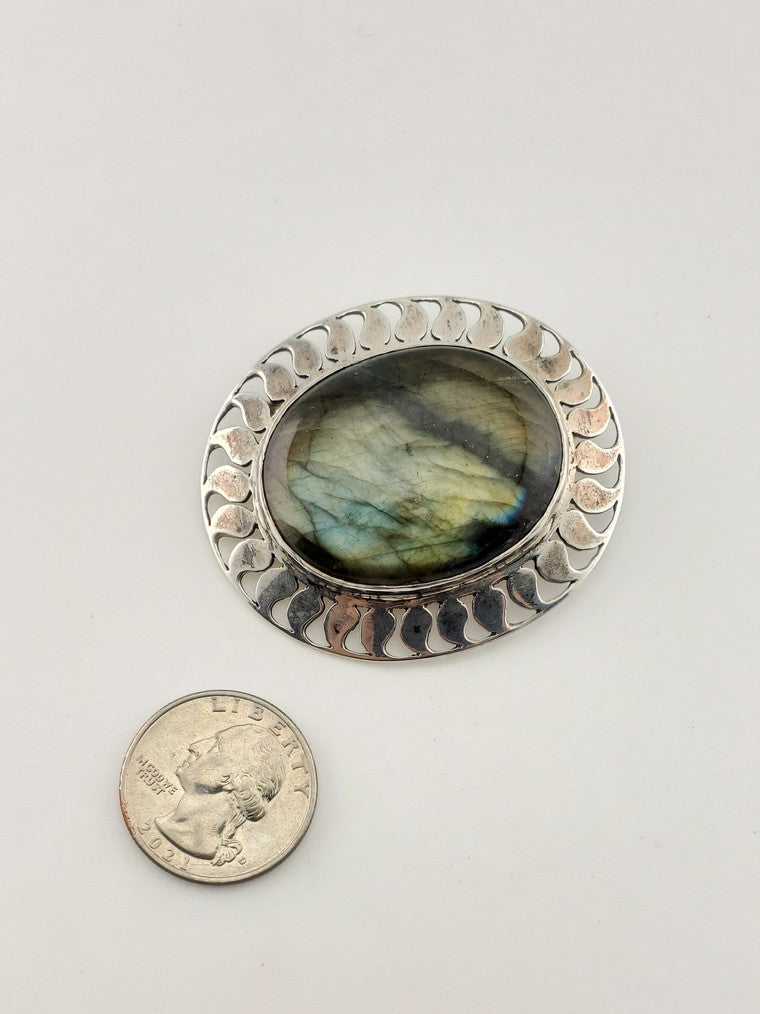Labradorite Oval Brooch