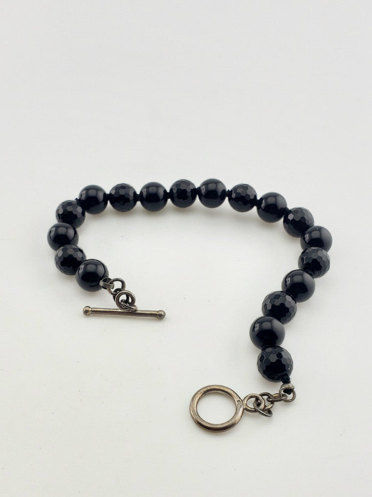 Black Onyx SS Toggle Bracelet