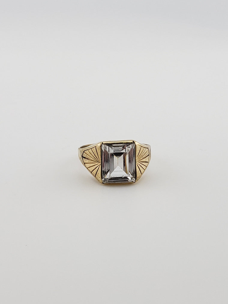 White Topaz Emerald Cut Ring