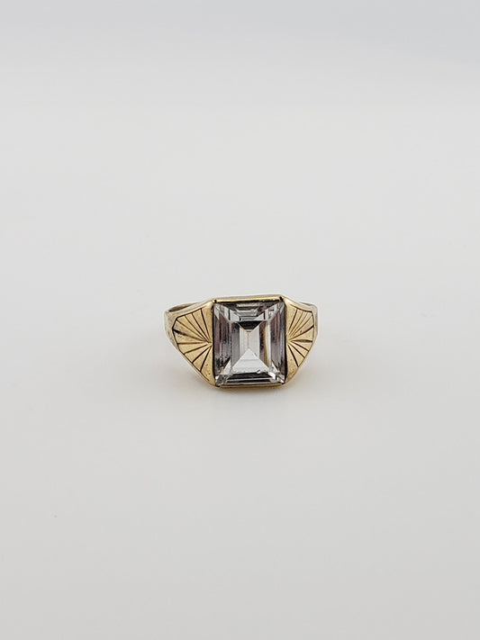 White Topaz Emerald Cut Ring