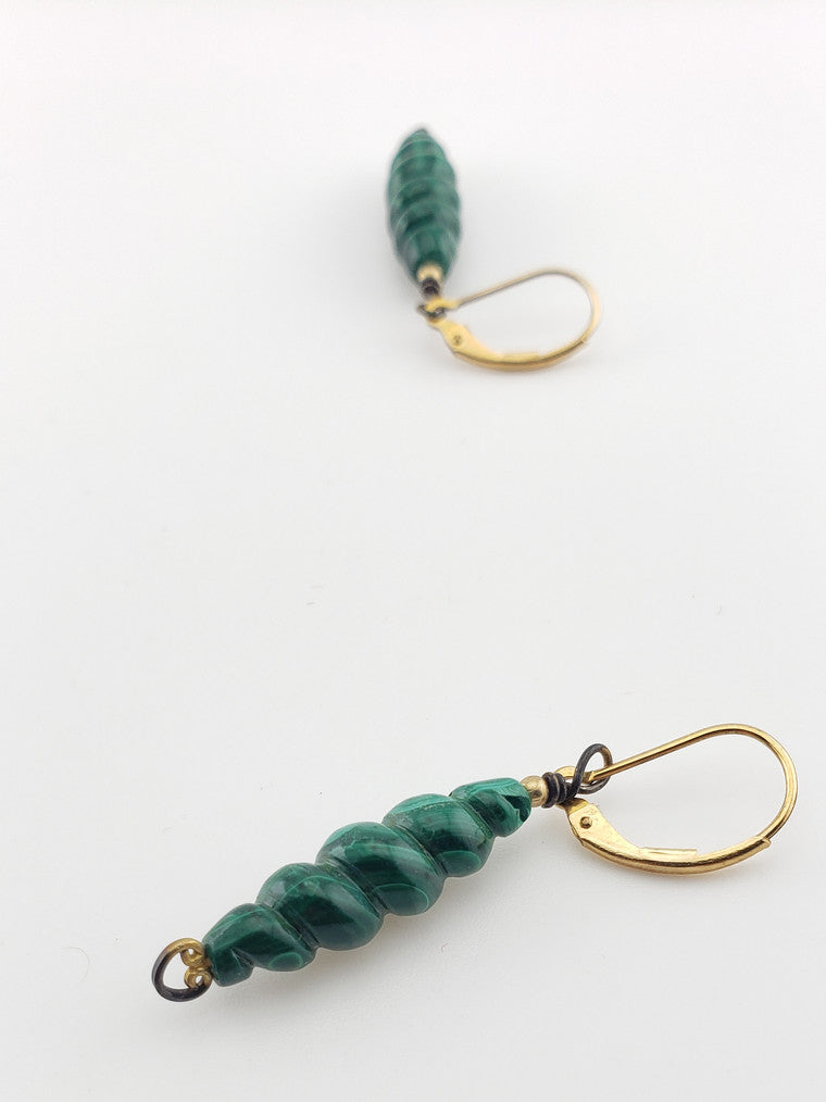 GF Malachite Twist Earrings
