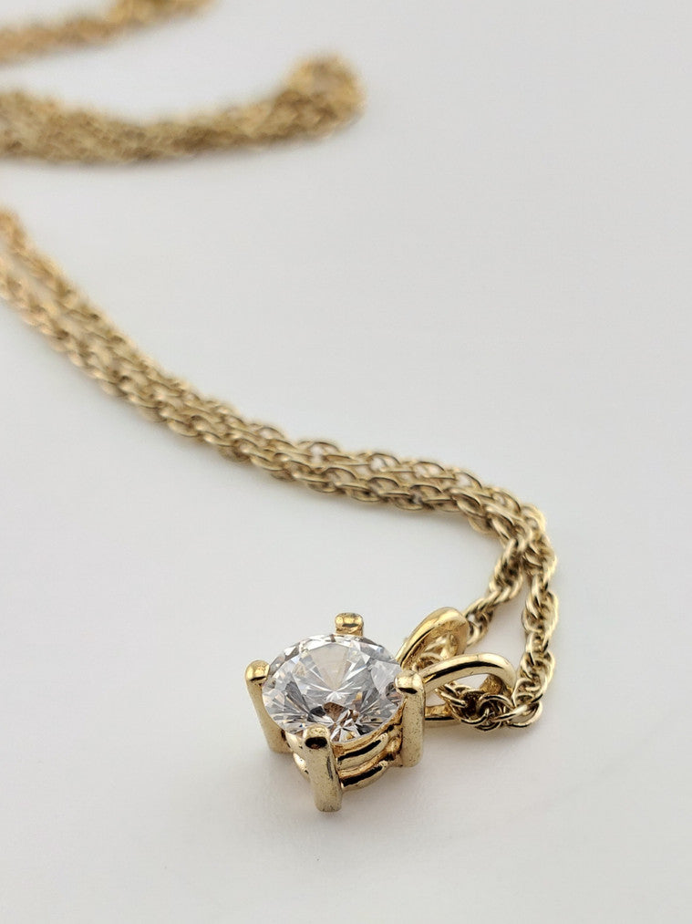 Solitaire CZ Pendant w/ Chain