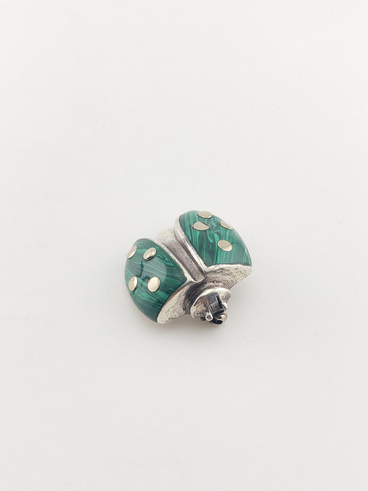Malachite Ladybug Pin
