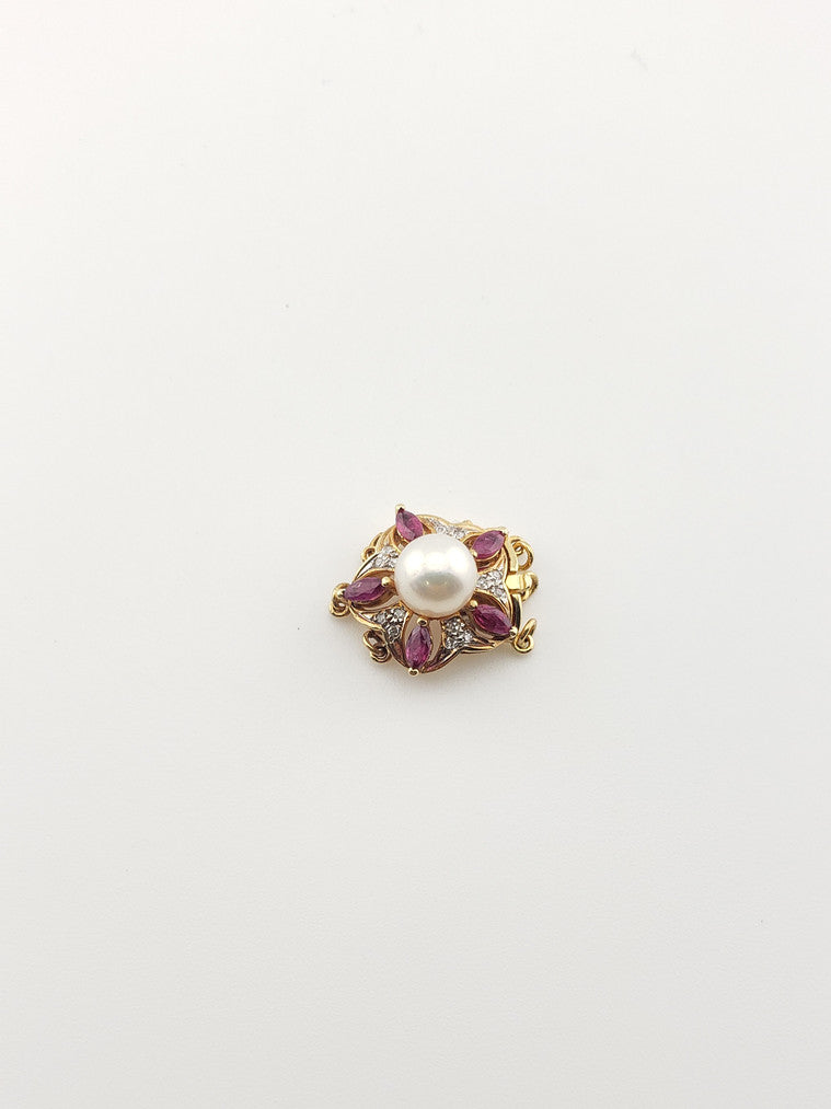 Marquise Ruby and Pearl Clasp