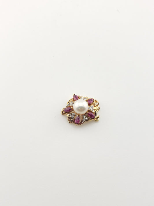 Marquise Ruby and Pearl Clasp