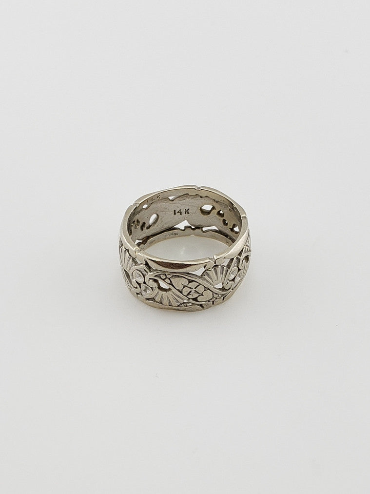 White Gold Filigree Band