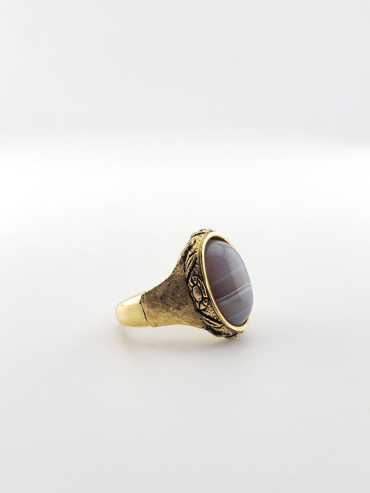 GF Large Gray Agate Signet Ring