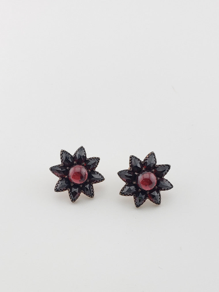 Antique Garnet Star Earrings
