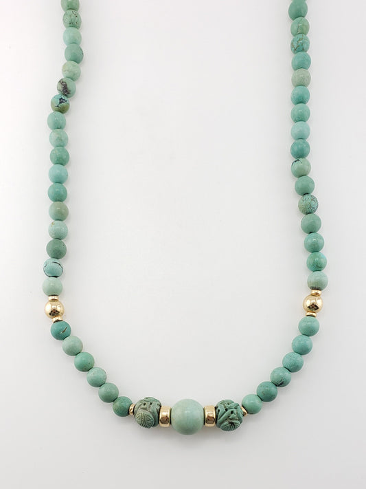 Carved Turquoise Strand 24"