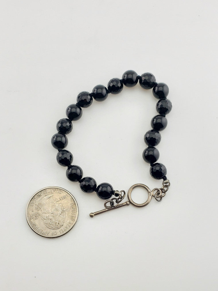 Black Onyx SS Toggle Bracelet