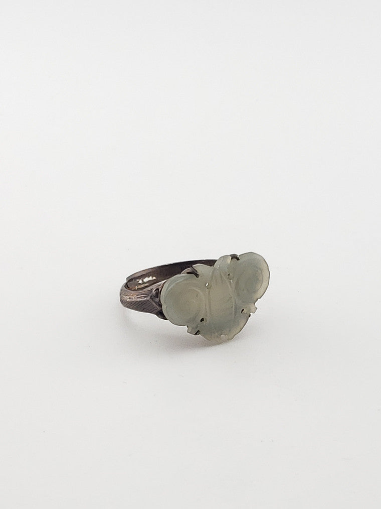 Antique Jade Bug Silver Ring