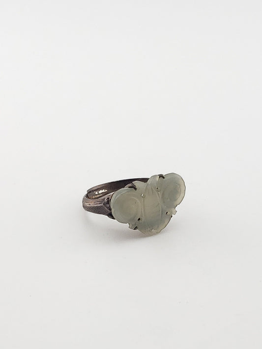 Antique Jade Bug Silver Ring