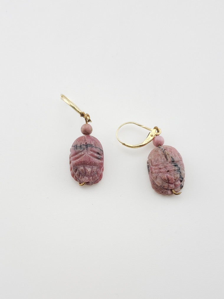 Rhodonite Scarab Earrings
