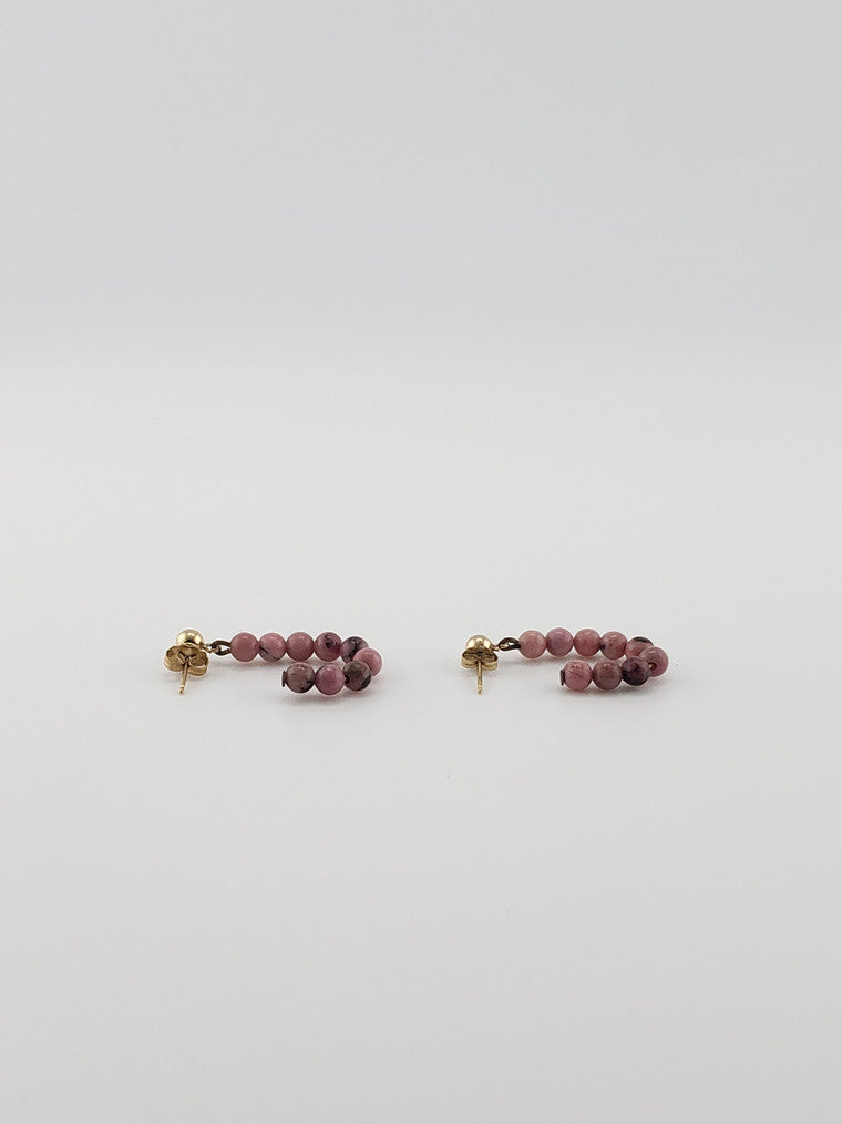 14K Rhodonite J-Hook Studs