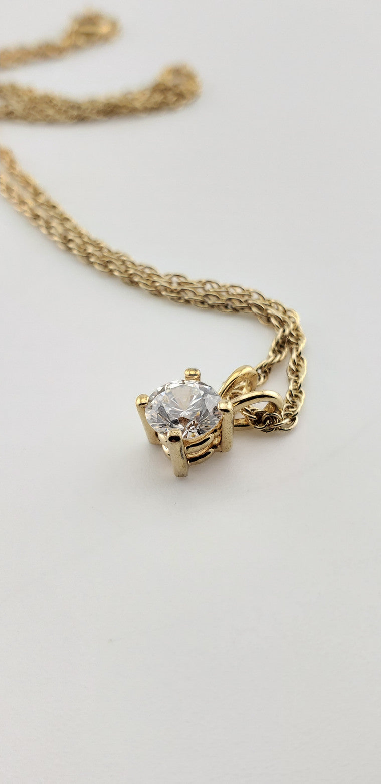 Solitaire CZ Pendant w/ Chain