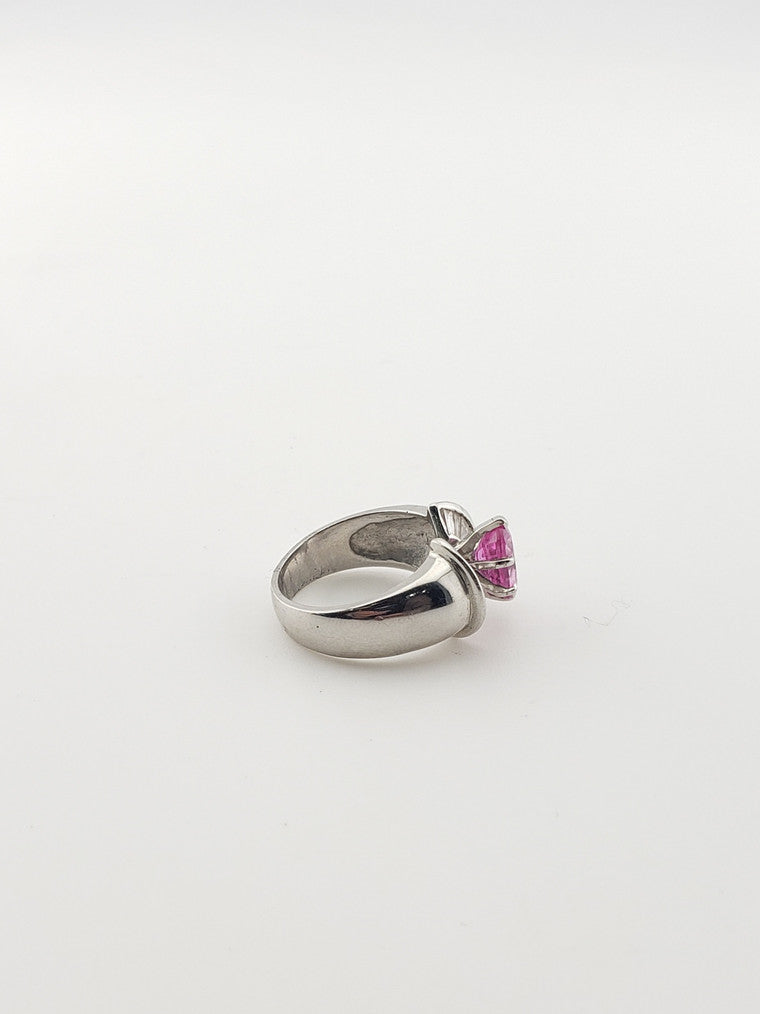 Pink Sapphire Platinum Ring