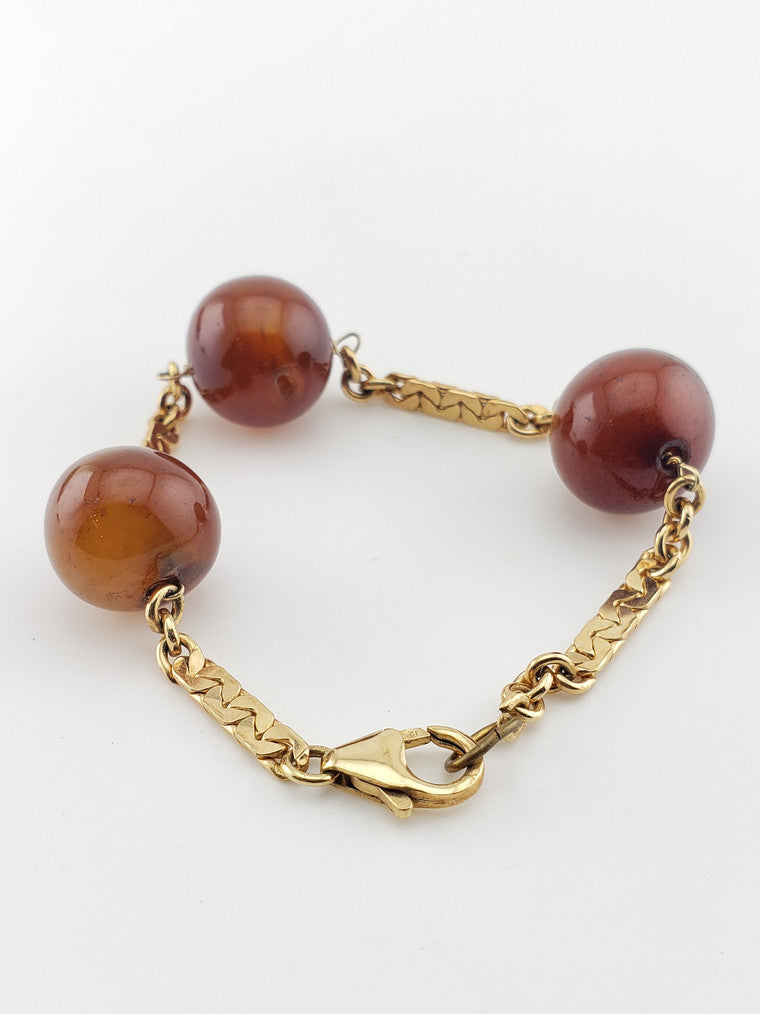 Three-Carnelian Sphere Bracelet