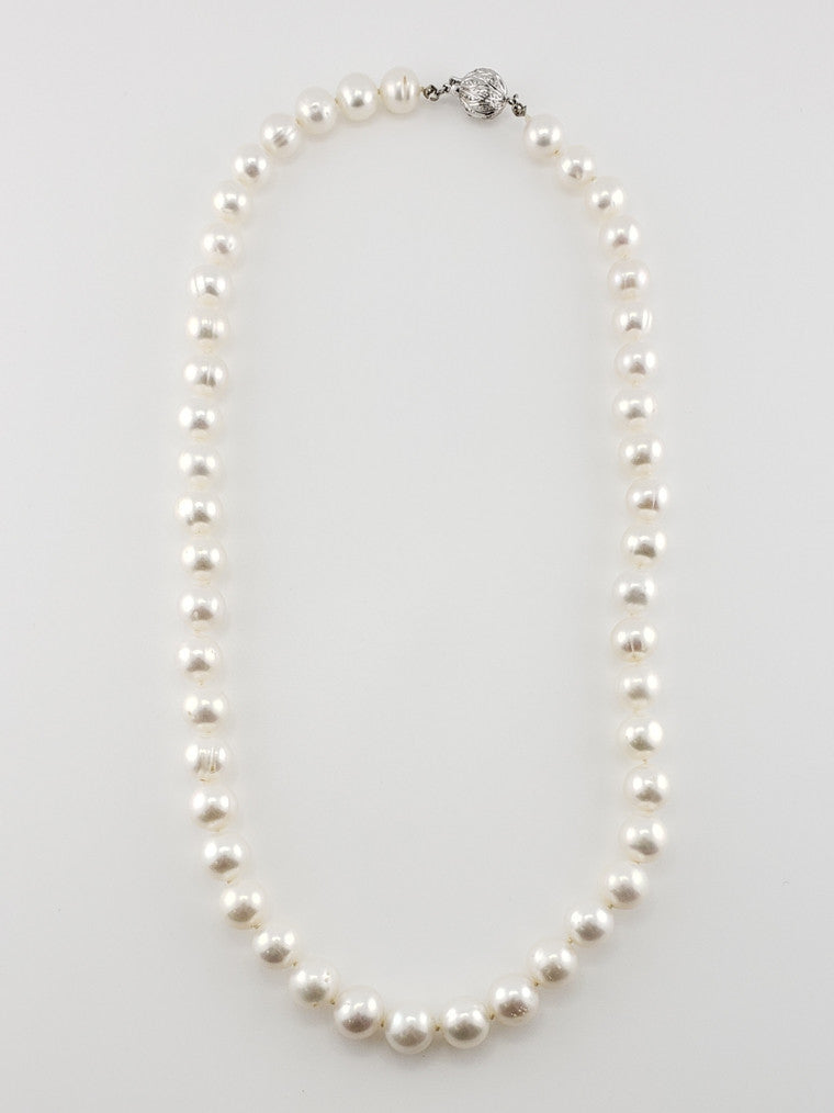 Pearl Strand #39- White w/ diamonds