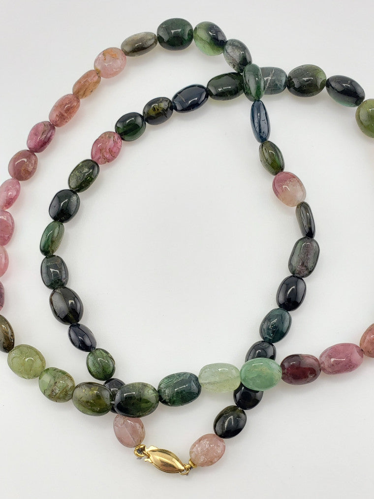 Oval Watermelon Tourmaline strand 25.25"