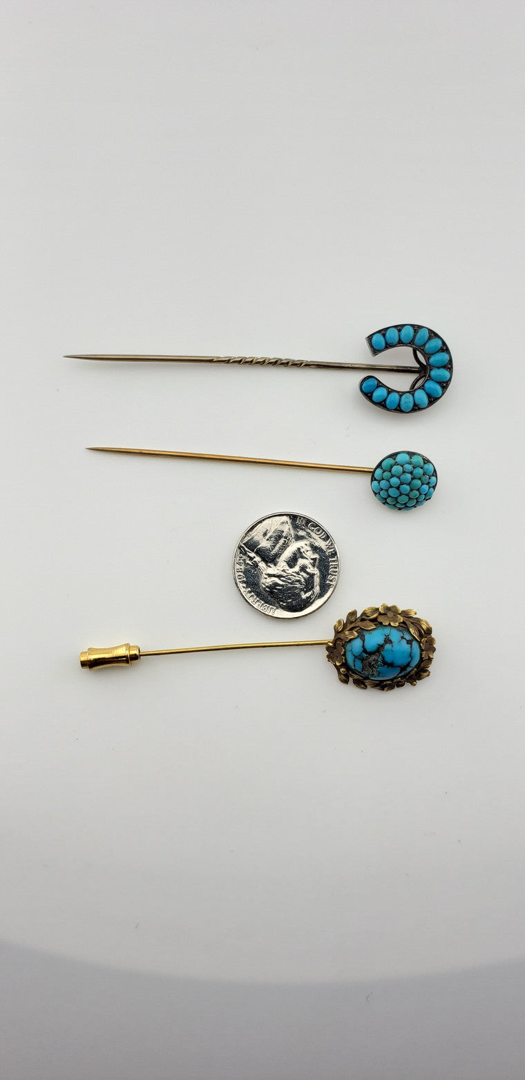 Floral Turquoise Stick Pin