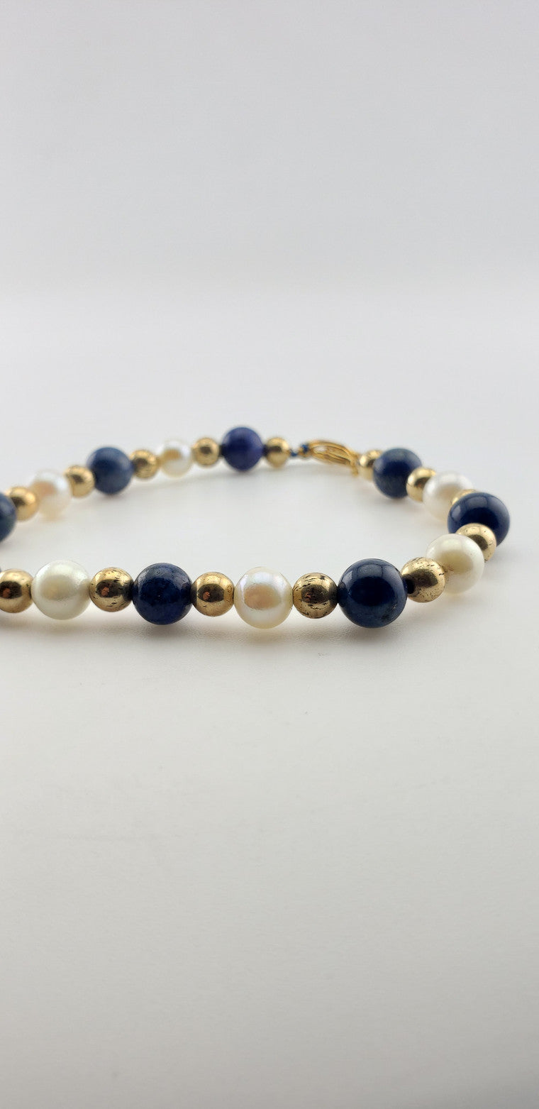 GF Lapis + Pearl Bracelet
