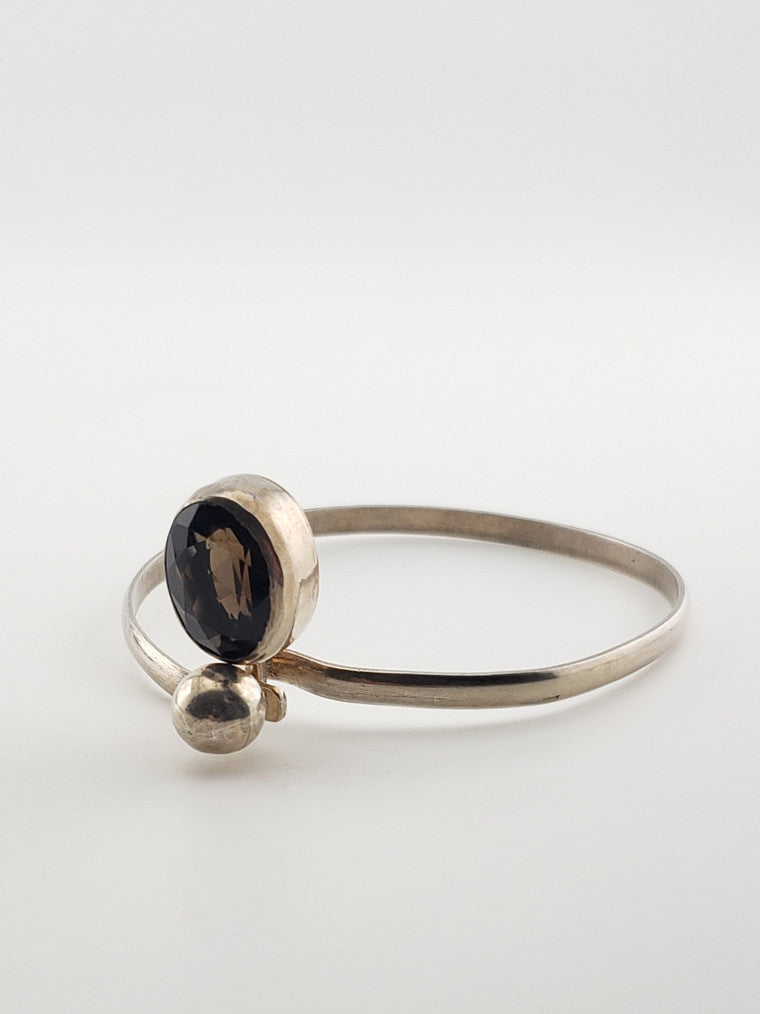 SS Faceted Citrine Bangle