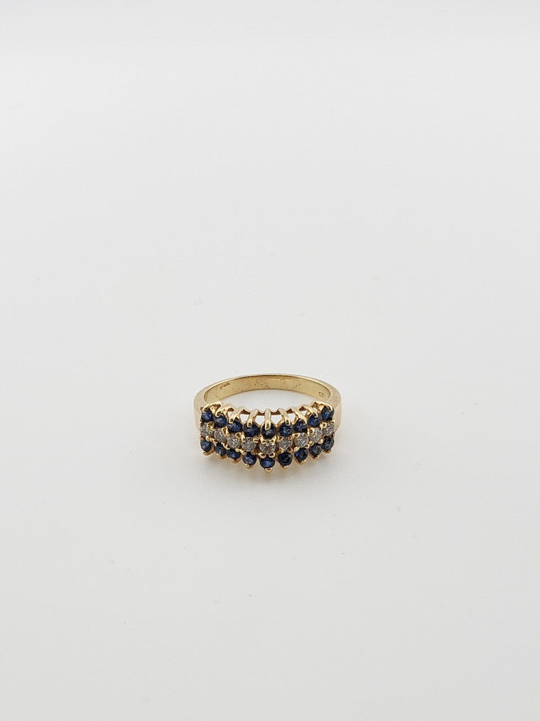 Sapphire and Diamond Pyramid Ring