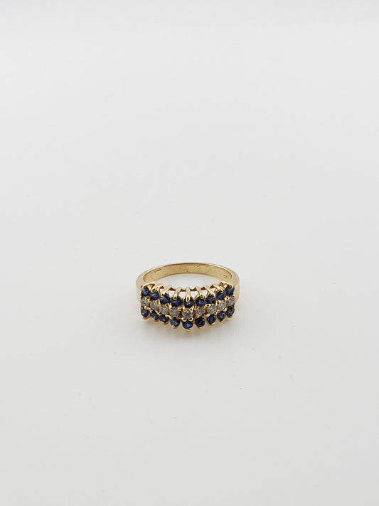Sapphire and Diamond Pyramid Ring
