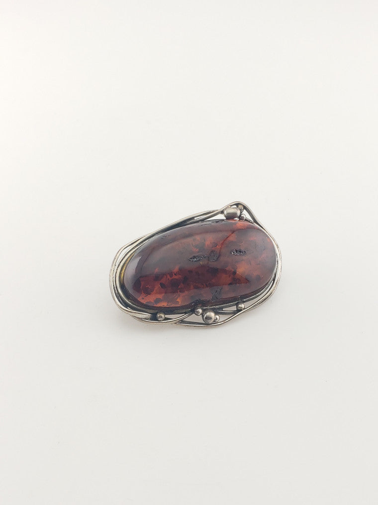 Russian Natural Amber Brooch